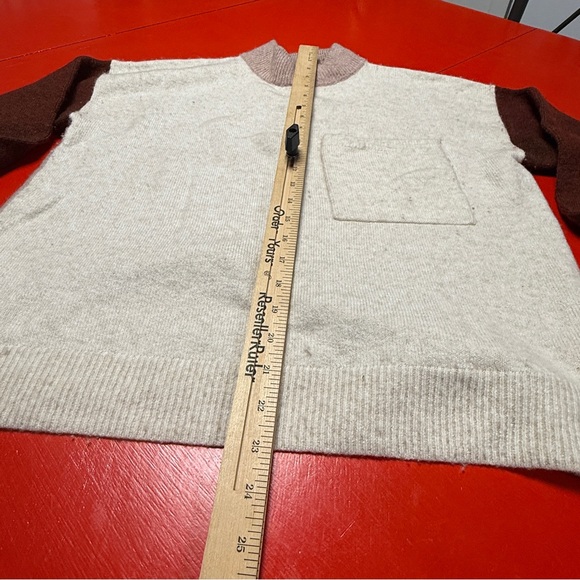 MADEWELL COLOR BLOCK SHADES OF BROWN HIGH NECK LONG SLEEVE SWEATER - Picture 2 of 6